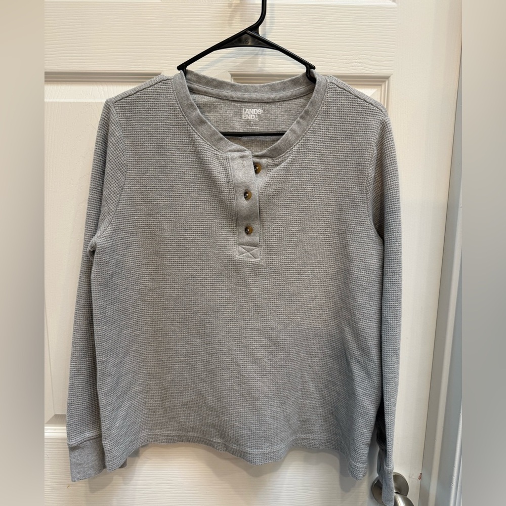 Lands' End Gray Long Sleeve Henley Top